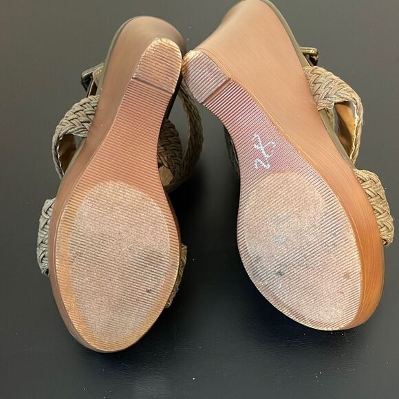 Nine West Womens Marlon Platform Heels Wedge Woven Sandals Olive Green Size 6.5 - Picture 9 of 10